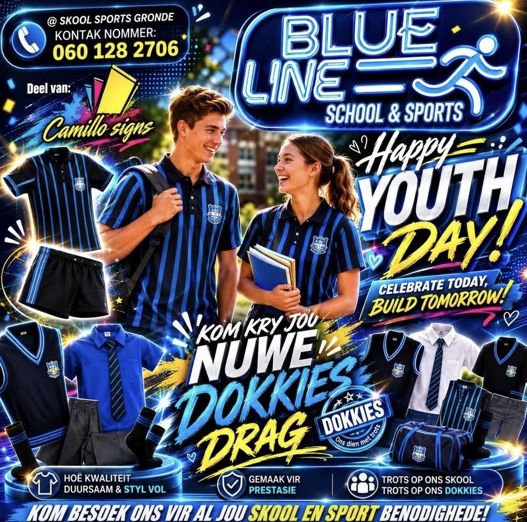 Blue Line School & Sports advertisement by Camillo Signs
